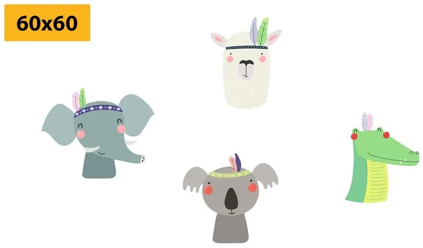 Set di quadri – Animali con piuma indiana