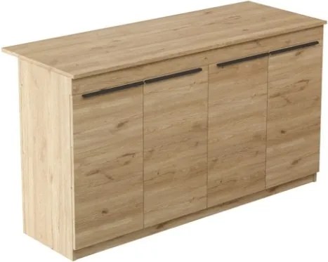 Isola Centrale Cucina 160 Cm Con Ante E Ripiani Dorian Rovere Effetto Legno