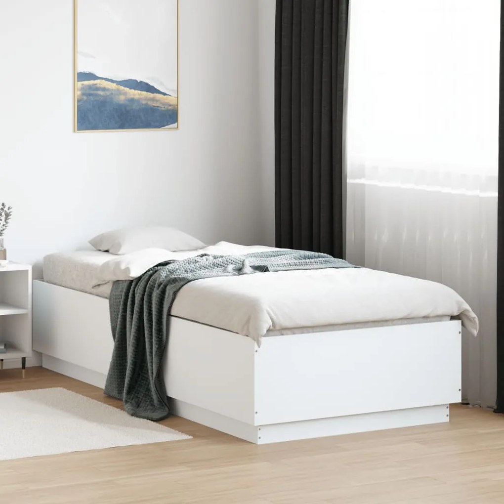 Giroletto con luci led bianco 100x200 cm in legno massello
