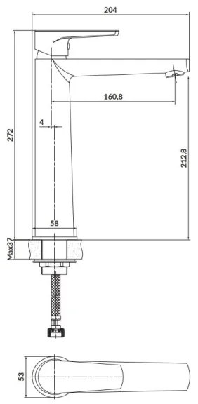 Cersanit S951-585 - Rubinetto del lavandino MODUO 27,2 cm nero
