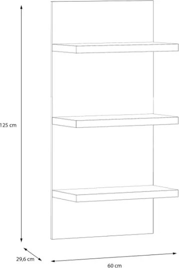 Mensola Verticale 60x30x125 Cm 3 Ripiani Rovere Valencia Lewis