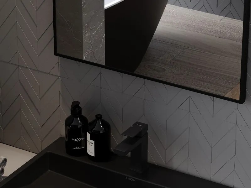 Mexen Loft specchio da bagno rettangolare 70 x 50 cm, cornice nera - 9852-070-050-000-70