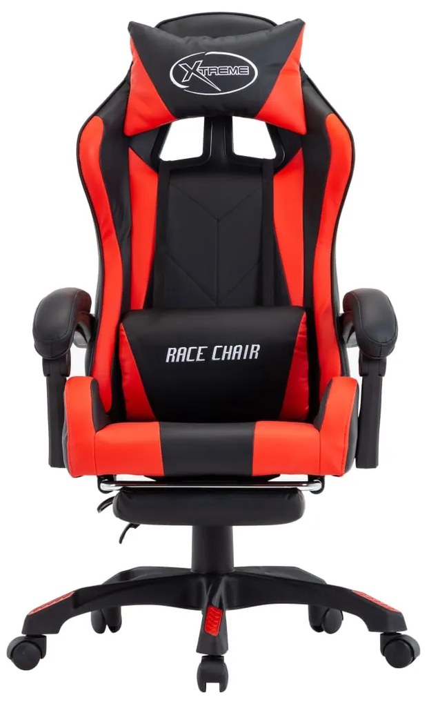 Sedia da gaming con poggiapiedi rossa e nera in similpelle