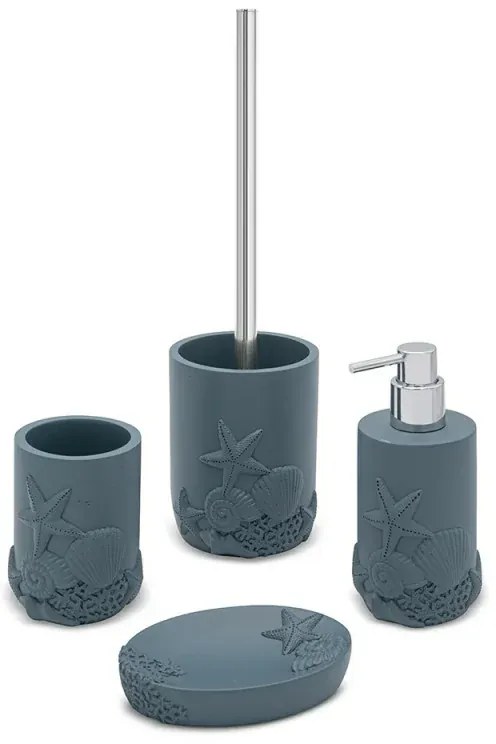 Set accessori bagno 4 pezzi da appoggio in resina turchese cobalto Coral