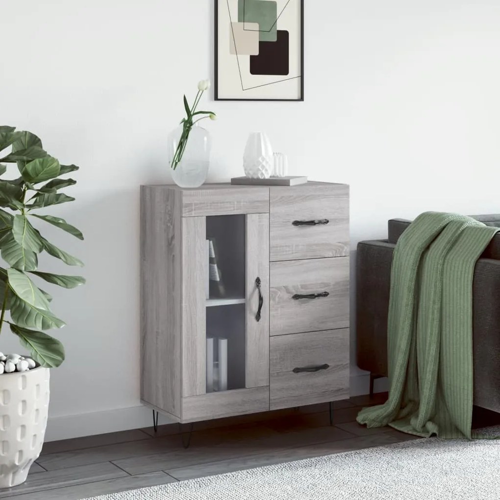 Credenza Grigio Sonoma 69,5x34x90 Cm İn Legno Multistrato /