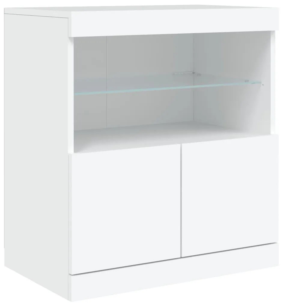 Credenza con Luci LED Bianca 60x37x67 cm