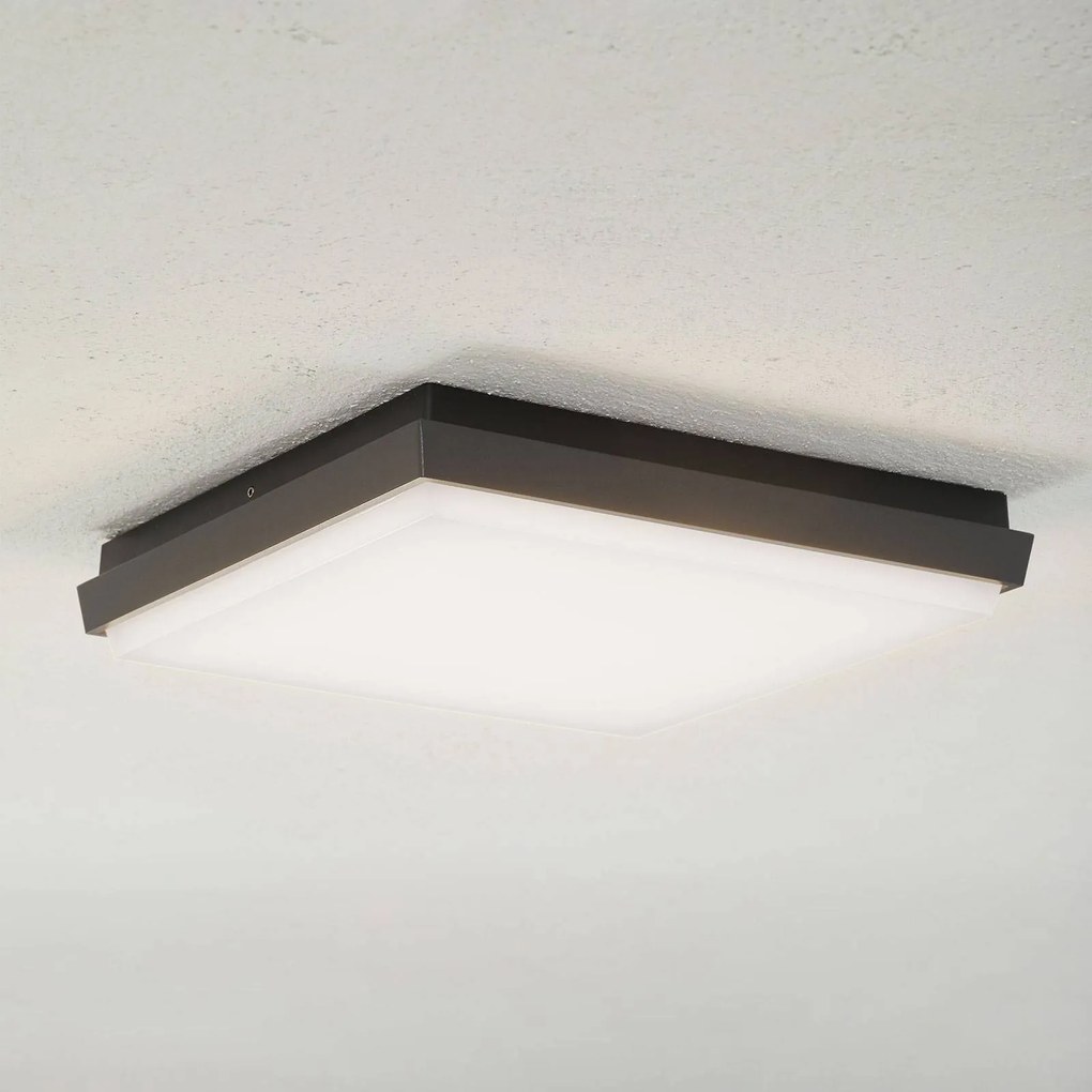 Lucande Plafoniera LED da esterni Amra, 30 cm, angolare, antracite Amra, Nero, Plastica, Moderno, Plafoniere LED