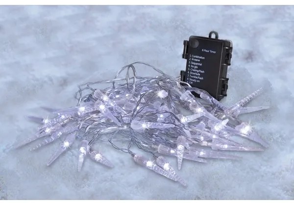 Brilagi - Catena natalizia LED da esterno 50xLED/8 funzioni/3xAA 8m IP44 bianco freddo