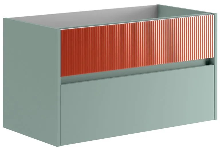 Mobile da bagno sotto lavabo Niwa verde laccato opaco L 89.5 x H 50 x P 45.5 cm 2 cassetti, lavabo non incluso