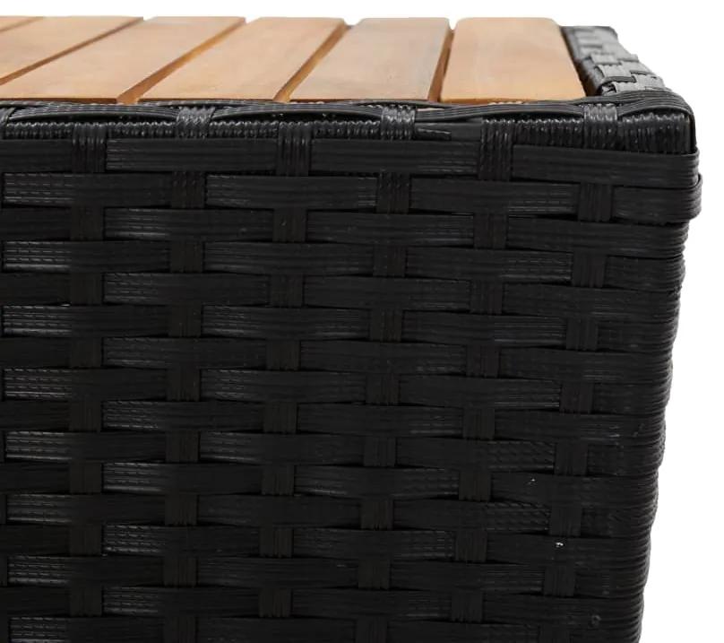 Tavolino nero 41,5x41,5x43 cm in polyrattan e legno di acacia