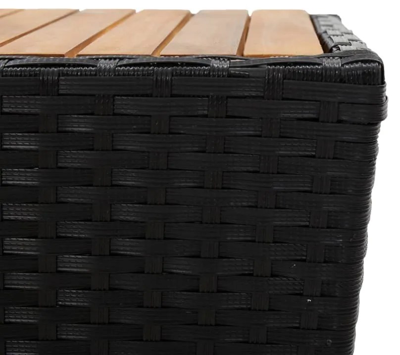 Tavolino nero 41,5x41,5x43 cm in polyrattan e legno di acacia