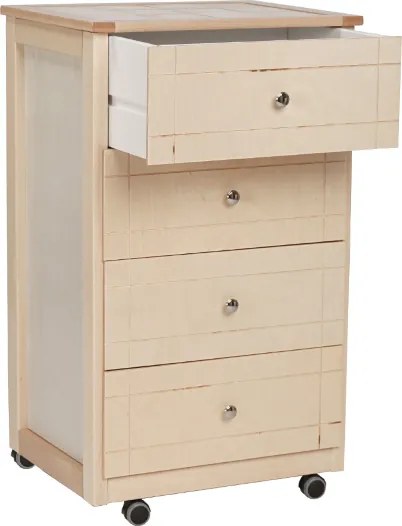 Carrello Cassettiera Giada con piano mattonelle in ceramica NATURALE