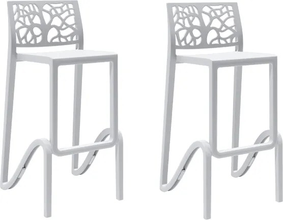 Sgabello bar impilabile alto H. seduta 75 cm TETI Bianco set 2 pezzi