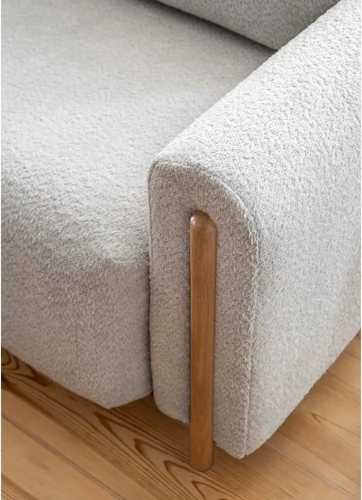 Divano grigio chiaro allungabile/con contenitore e rivestimento in bouclé 244 cm Arcadova – ELTAP
