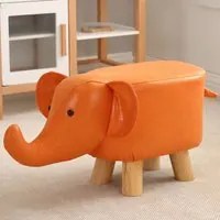 Sgabello Poggiapiedi Basso per Bambini a Forma di Elefante Pouf Arancione