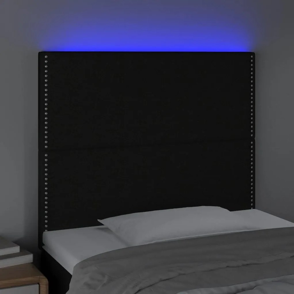 Testiera a led nero 90x5x118/128 cm in tessuto