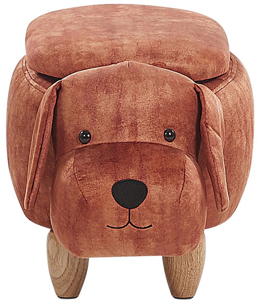 Pouf animaletto in velluto marrone DOGGY Beliani