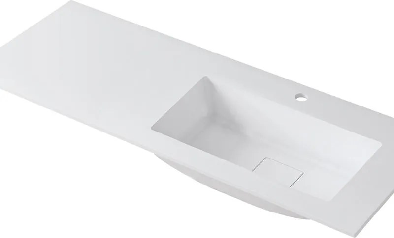 Lavabo a incasso rettangolare vasca a destra L 120.5 x H 15 x P 46 cm in resina bianco lucido