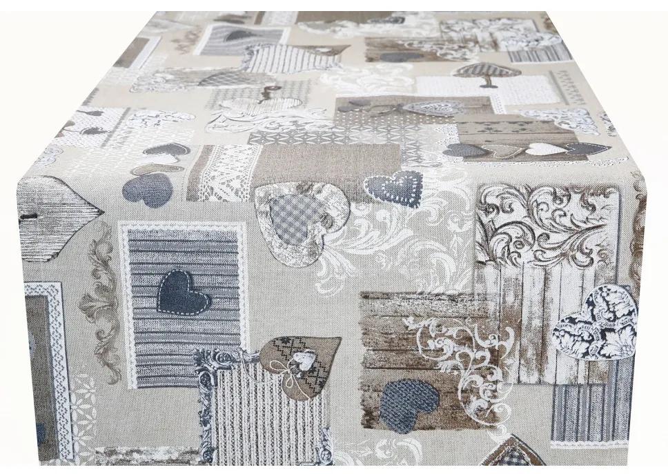Runner Patchwork cuori taupe 50x150 cm Made in Italy