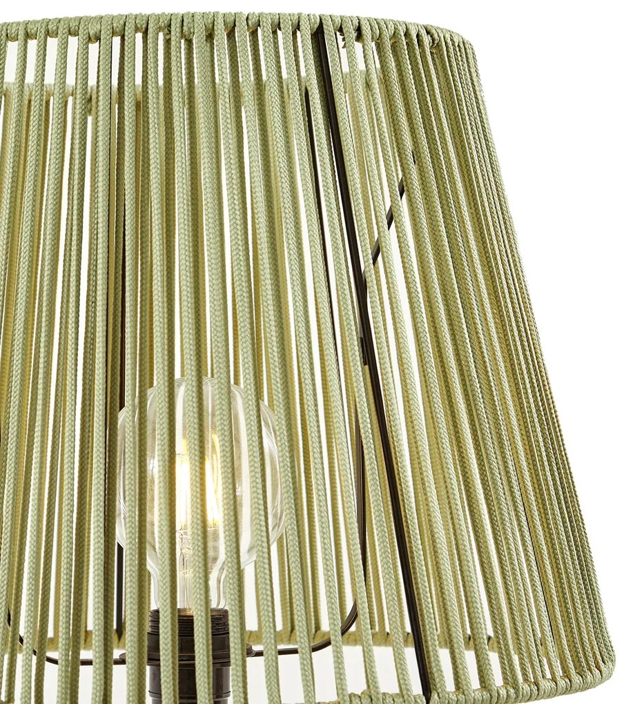 Lampada da terra per esterni nera con paralume in corda verde IP44 - Virginia Jayla