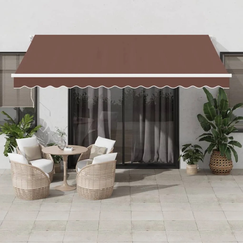 Tenda Da Sole Retrattile Manuale Con Led Marrone 400x350 Cm /