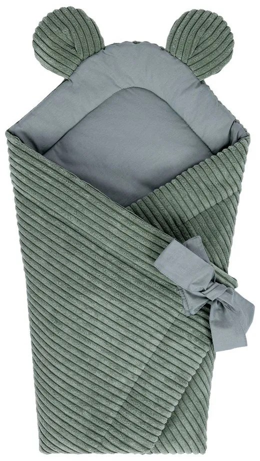 Copertina per neonati verde in velluto a coste 35x65 cm – Meowbaby