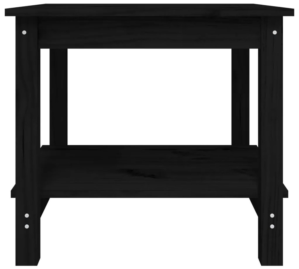 Tavolino da salotto nero 50x50x45 cm in legno massello di pino