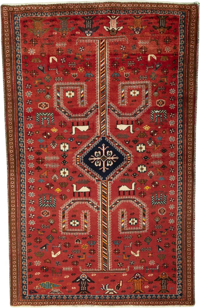 Shiraz Tappeto persiano 200x130 Rosso (Iran) Annodato A Mano