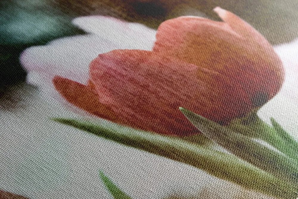 Quadro su tela – Prato di tulipani in stile retrò