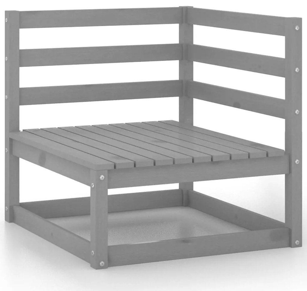 Set divani da giardino 10 pz grigio in legno massello di pino