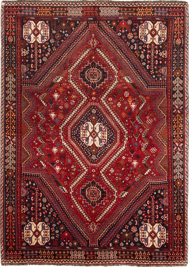 Shiraz Tappeto 220x160 Rosso (Iran) Annodato A Mano