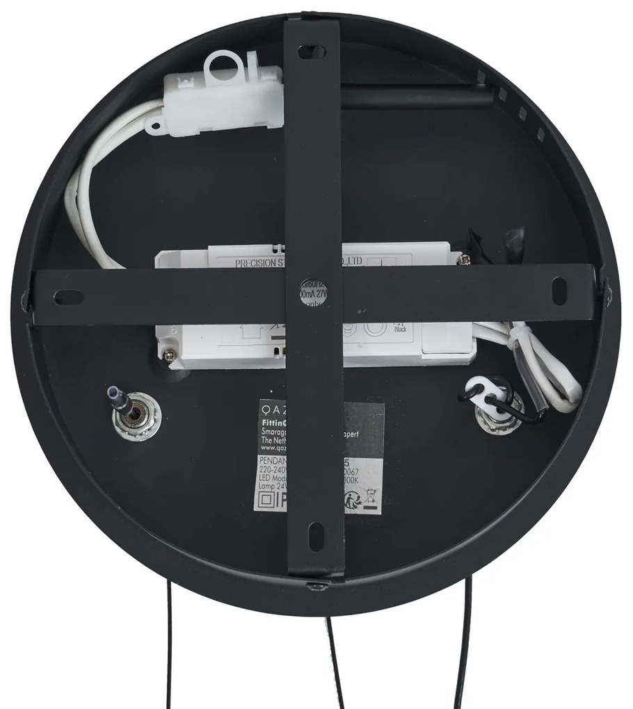 Lampada a sospensione moderna nera 59cm incl. LED dimmerabile a 3 livelli - Anello Chandelier