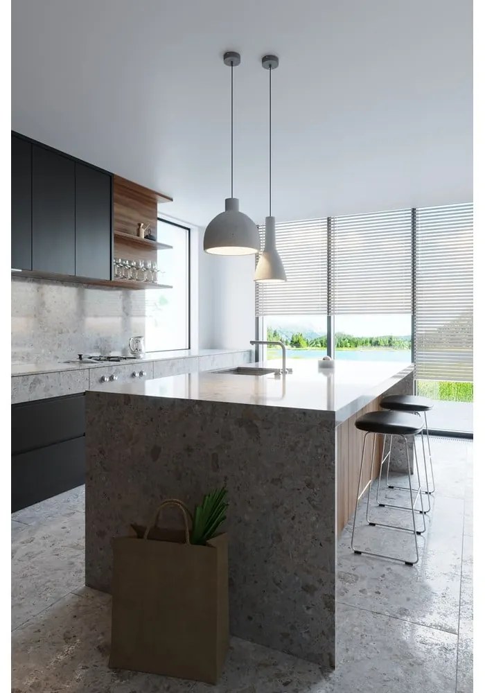 Lampadario grigio chiaro con paralume in calcestruzzo ø 17 cm Mattia – Sollux