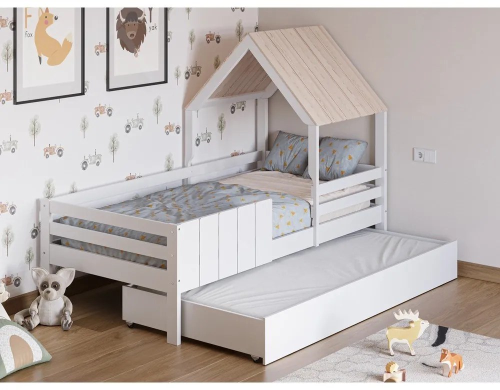 Letto da bambini a forma di casa bianco 90x190 cm Valka – Marckeric