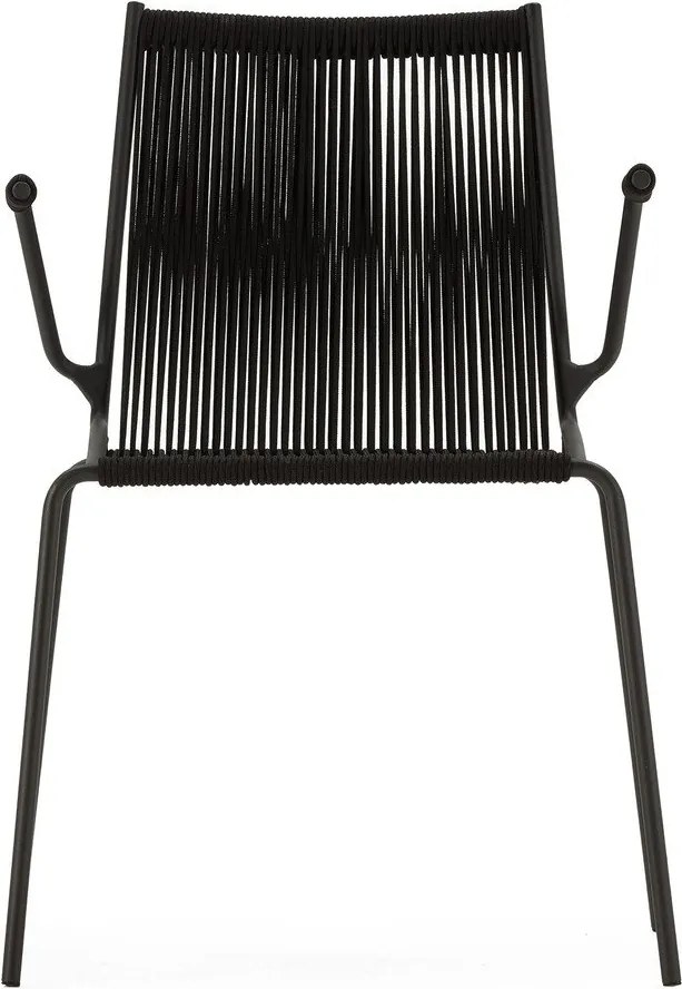 Sedie da pranzo in set nere in metallo con braccioli/impilabili 2 pz Emily – Marckeric