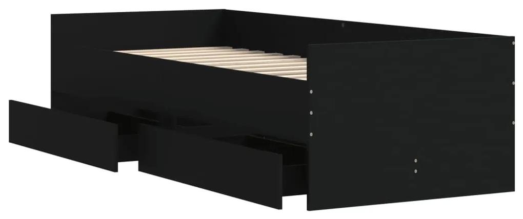 Giroletto nero con cassetti 75x190 cm small single