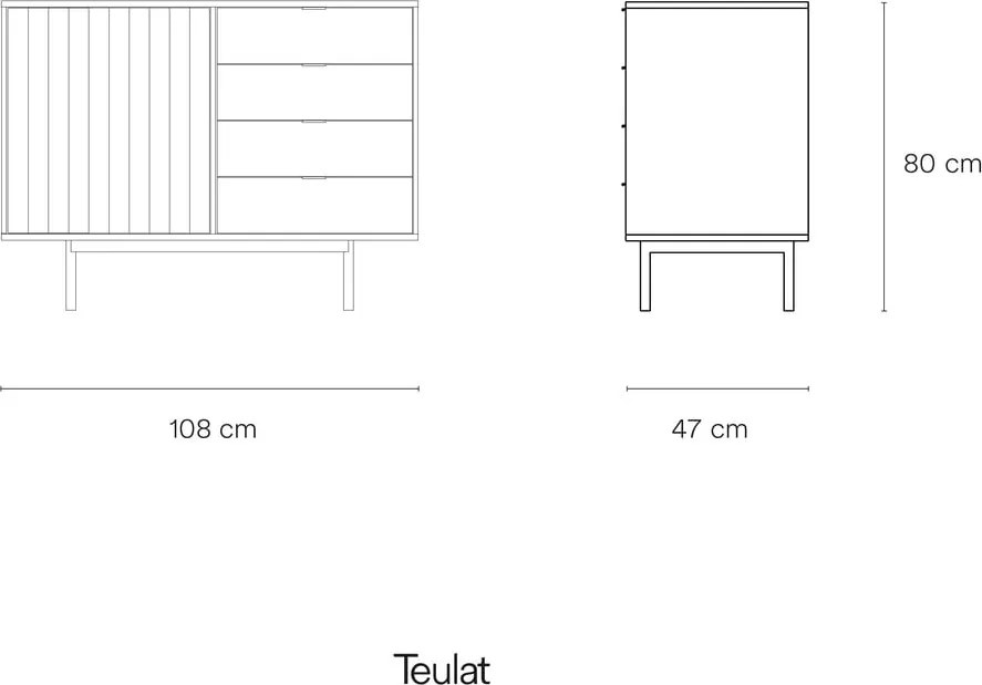 Cassettiera bassa grigia effetto rovere 108x80 cm Sierra - Teulat