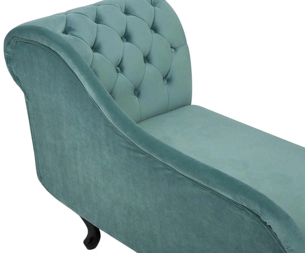 Chaise longue destra in velluto verde menta NIMES Beliani