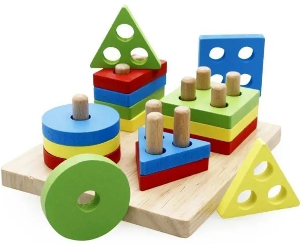 Trade Shop - Costruzioni In Legno Forme Impilabili Insegnare Forme Gioco Didattici Educativo