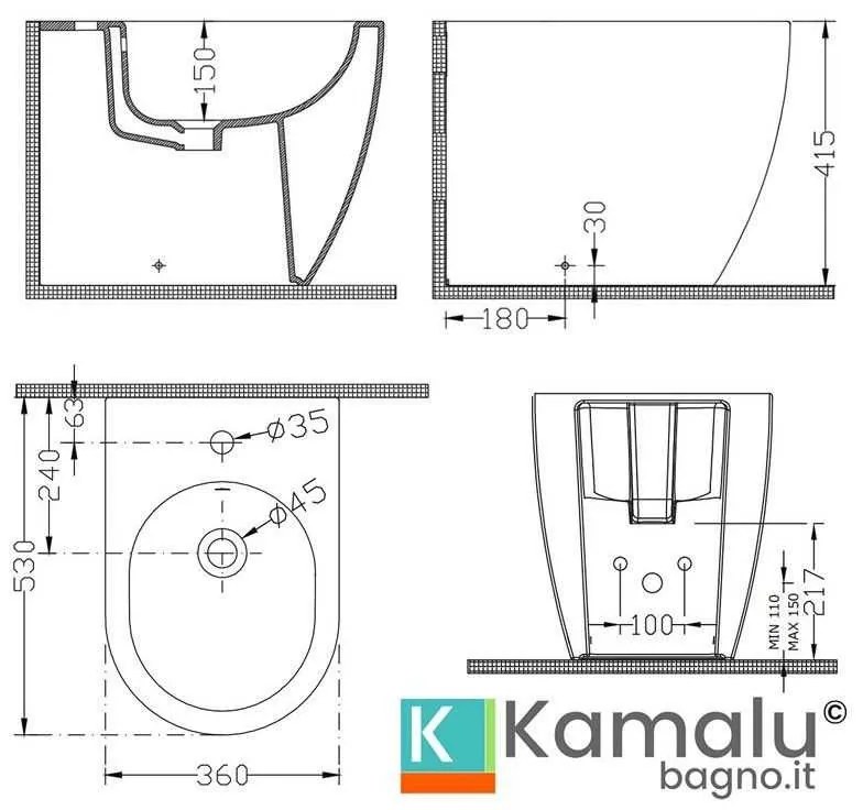 Kamalu - sanitari a muro senza brida nelu-t