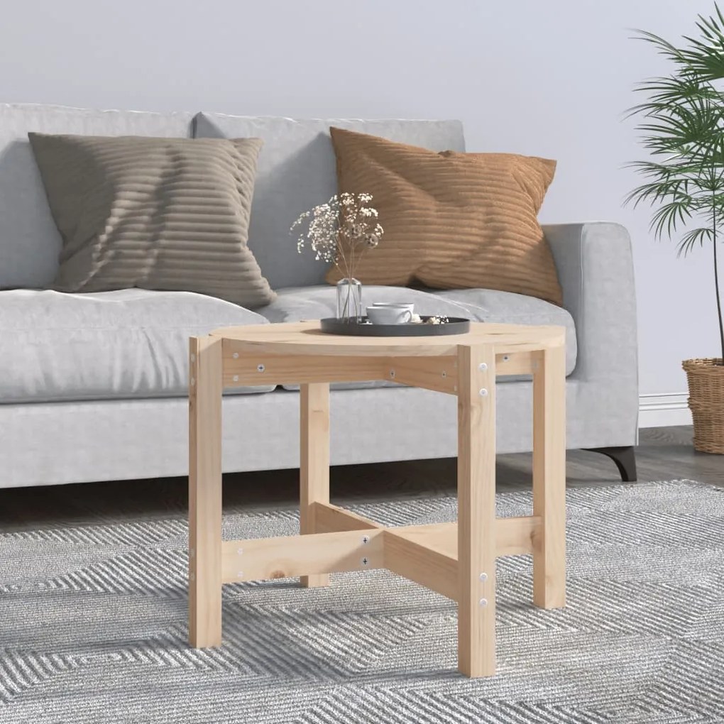 Tavolino Da Salotto Ø 62,5x45 Cm İn Legno Massello Di Pino /
