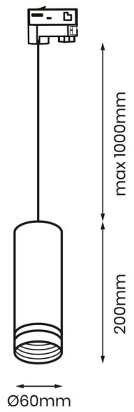 Lampadario su corda per sistema a binario trifase PIPE 1xGU10/25W/230V bianco