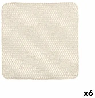 Tappetino Antiscivolo da Doccia Beige PVC 53 x 52,5 x 1 cm (6 Unità)