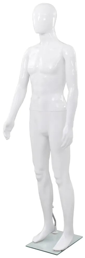 Manichino Uomo Figura Intera Base İn Vetro 185 Cm Bianco Lucido /