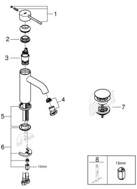 GROHE 23797001 - Miscelatore per lavabo ESSENCE, dimensione S, cromo lucido