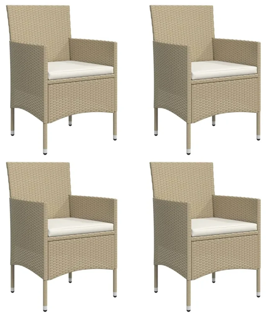 Set da pranzo da giardino 5 pz con cuscini beige e nero