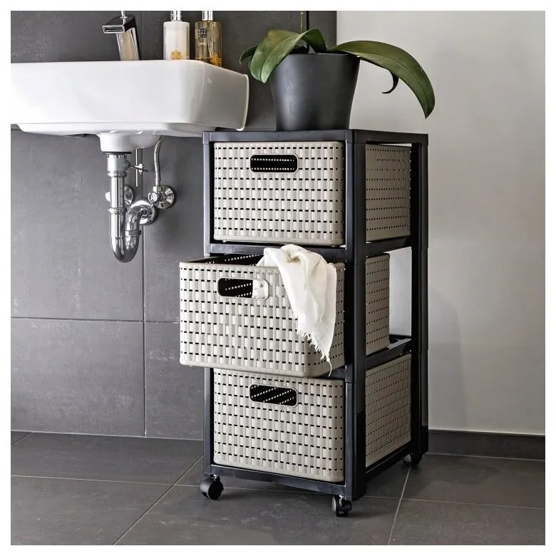 Mobiletto da bagno in plastica grigia 32,5x71 cm Country - Rotho