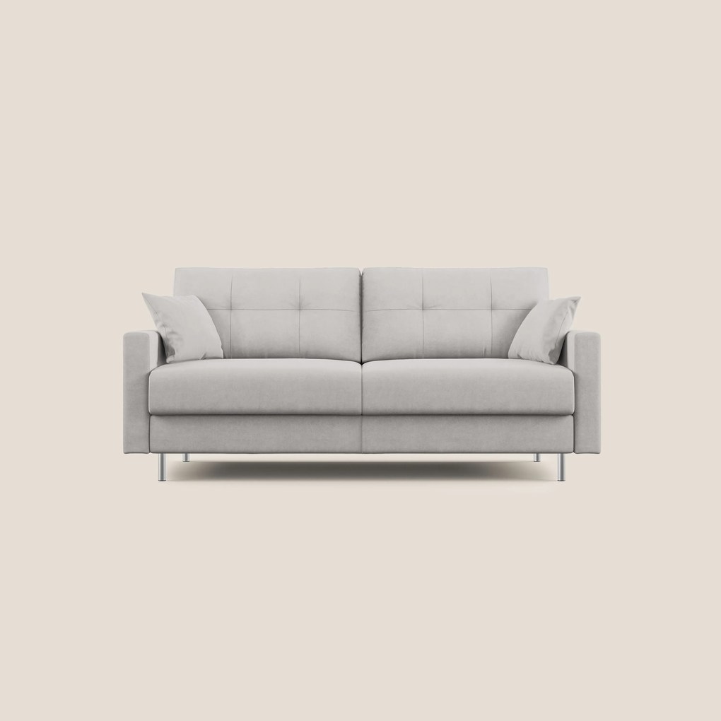 Megan divano letto matrimoniale in microfibra smacchiabile T11 grigio chiaro