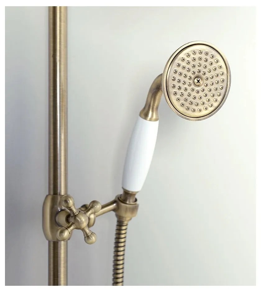 Set per doccia in ottone color bronzo con rubinetto termostatico, soffione doccia e doccetta 142 cm Antea – Sapho