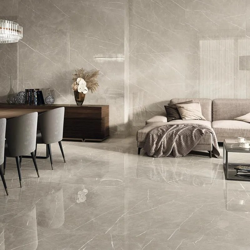Piastrella da pavimento e rivestimento interno 120 x 120 cm Sp. 9 mm rettificato Eternal in gres porcellanato taupe lucido traffico medio forte (pei 3/5) 1.44 mq